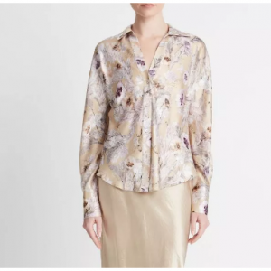 30% Off Wild Flower Silk Bias Long-Sleeve Blouse @ Vince