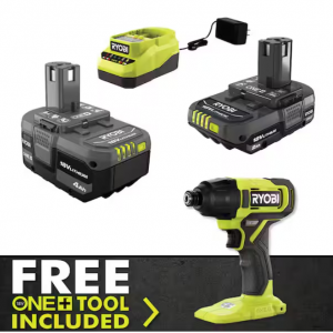 RYOBI ONE+ 18V Cordless Impact Driver Kit with 4.0 Battery, 2.0 Battery, and Charger $99