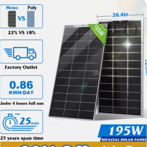 20% off ECO-WORTHY 100W Monocrystalline Bifacial Solar Panel @eBay