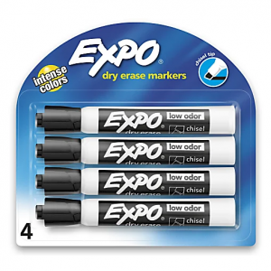 EXPO 低氣味可擦除記號筆 4支黑色