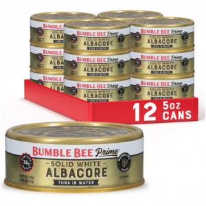 Bumble Bee Prime Solid White Albacore Tuna in Water, 5 oz Cans (Pack of 12) @ Amazon