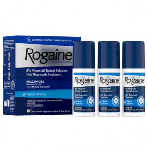 Men's Rogaine Extra Strength 5% Minoxidil Topical Solution for Thin Hair, 3 x 2 fl. oz @ Amazon