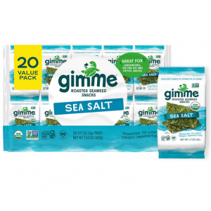 gimMe Organic Roasted Seaweed Sheets - Sea Salt - 20 Count @ Amazon