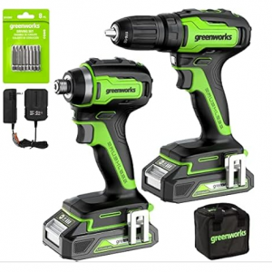 Greenworks 24V Brushless Cordless Drill Impact Driver Combo kit $59.99 @ woot