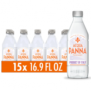 Acqua Panna Natural Spring Water, 16.9 Fl Oz (Pack of 15) Plastic Water Bottles @ Amazon