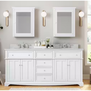 Home Decorators Collection Fremont 72 in. Double Sink Freestanding White Bath Vanity