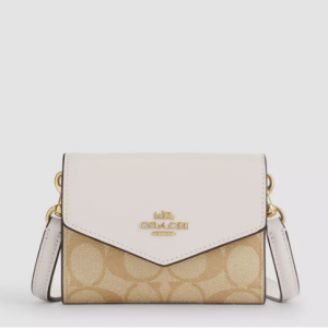 Coach Outlet mini envelope wallet with strap in signature canvas