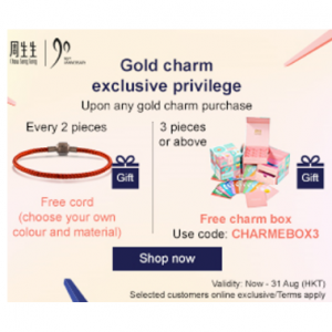 Free Charme Box Offer with the purchase of 3 or more gold Charme Gold @ Chow Sang Sang 