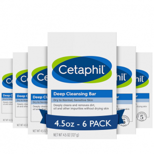 Cetaphil Deep Cleansing Bar Dry to Normal, Sensitive Skin 4.5oz, 6 Pack @ Amazon