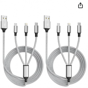 50% off (2 Pack 4FT) 3 in 1 Charging Cable Nylon Braided Multi Charger Cable  @Amazon