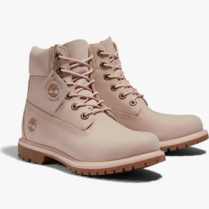 Nordstrom Rack官网 Timberland Premium Waterproof Lug 女士皮粉色防水靴5.9折热卖 