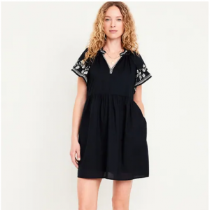 50% Off Embroidered Mini Swing Dress @ Old Navy Canada