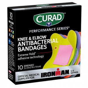 CURAD Performance Series IRONMAN Antibacterial Bandages, 10 Count @ Amazon