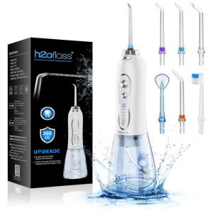 H2ofloss Water Flosser Portable Dental Oral Irrigator with 5 Modes, 6 Replaceable Jet Tip @ Amazon