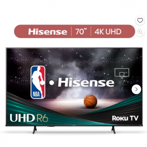 $50 off Hisense 70" Class 4K UHD LED LCD Roku Smart TV HDR R6 Series 70R6E4 @Walmart