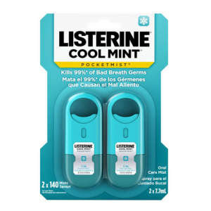 Listerine Cool Mint Pocketmist, Oral Care Mist for Fresh Breath, 2 x 7.7 mL @ Amazon