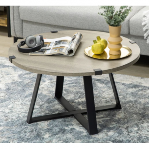 Round Coffee Table with Steel Crossed Legs by HOMCOM @ Daily Steals