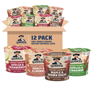 Quaker Instant Oatmeal Express Cups, 4 Flavor Variety Pack, 1.76 Ounce (Pack of 12) @ Amazon