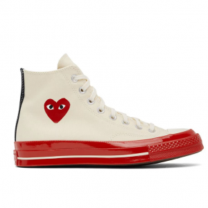 COMME des GARÇONS PLAY Off-White & Red Converse Edition Chuck 70 川久保玲女款红边板鞋4.5折热卖 