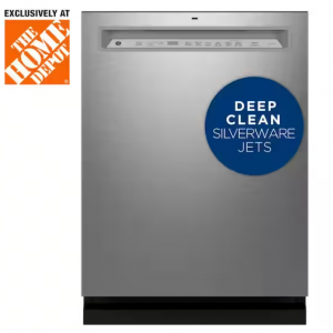 GE 24 英寸防指纹不锈钢前控内置高洗碗缸的洗碗机