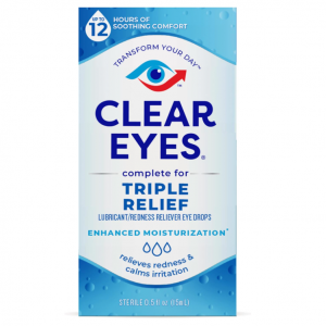 Clear Eyes Triple Relief Eye Drops, Relieves Redness & Calms Irritation, 0.5 Fl Oz @ Amazon