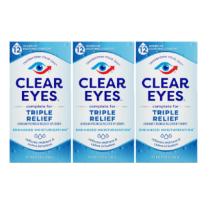 Clear Eyes Triple Relief Eye Drops, 0.5 Fl Oz, Pack of 3 @ Amazon