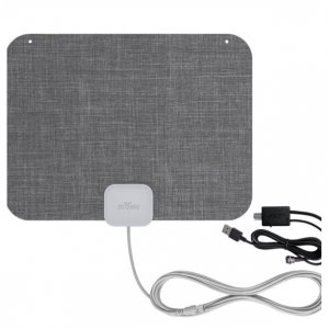 $5 off Mohu Leaf Stitch Amplified Indoor HDTV Antenna (Grey Tweed) with 12 ft. Coaxial Cable