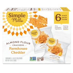 Simple Mills Almond Flour Crackers, Farmhouse Cheddar Snack Packs - 4.9 Ounce (Pack of 1) @ Amazon