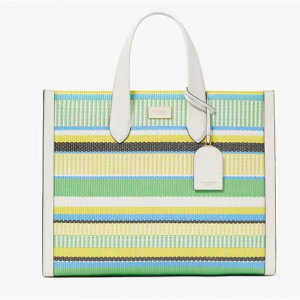 Kate Spade Manhattan Striped Woven Straw Large Tote