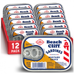 Beach Cliff Wild Caught Sardines in Mustard Sauce, 3.75 oz Can (Pack of 12) @ Amazon