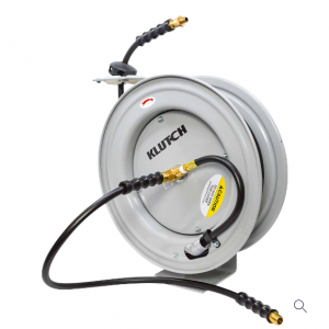 Klutch Auto-Rewind Air Hose Reel with 3/8in. x 50ft. Rubber Hose, 300 PSI
