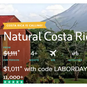 $100 off Natural Costa Rica - flights + 4-nights @Great Value Vacations 