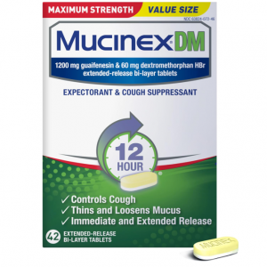 Mucinex DM 12Hr Maximum Strength Chest Congestion & Cough Medicine, 42 Bi-Layer Tablets @ Amazon