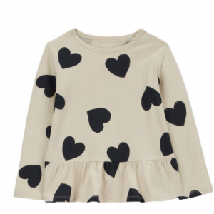 64% Off Toddler Heart Print Peplum Top @ Carter's