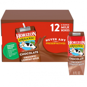 Horizon Organic Shelf-Stable 1% Lowfat Milk Boxes, Chocolate, 8 Fl Oz, 12 Pack @ Amazon