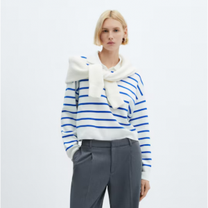 64% Off Striped Polo-Neck Sweater @ MANGO UK