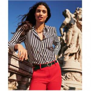 40% Off Sienna Silk Shirt - Ivory, Navy Stripe @ Boden UK