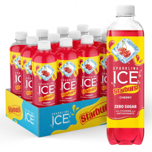 Sparkling Ice STARBURST Cherry, Zero Sugar Flavored Sparkling Water, 17 oz (Pack of 12) @ Amazon