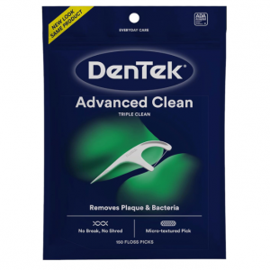 DenTek Triple Clean Advanced Clean Floss Picks, No Break & No Shred Floss, 150 Count @ Amazon