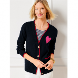 27% Off V-Neck Cardigan - Tipped Heart @ Talbots 