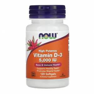NOW Foods, 维生素 D3,优效,5,000 国际单位,120 粒软凝胶