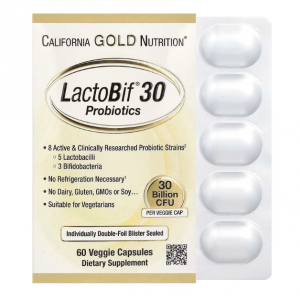 California Gold Nutrition, LactoBif 30 益生菌,300 亿 CFU,60 粒素食胶囊