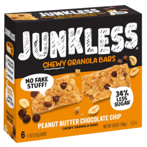 Junkless Peanut Butter Chocolate Chip Chewy Granola Bars - 1.1 oz. Bars, 6 Pack @ Amazon