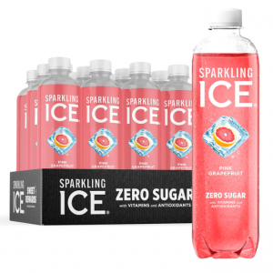 Sparkling Ice, Pink Grapefruit Sparkling Water, Zero Sugar, 17 fl oz Bottles (Pack of 12) @ Amazon