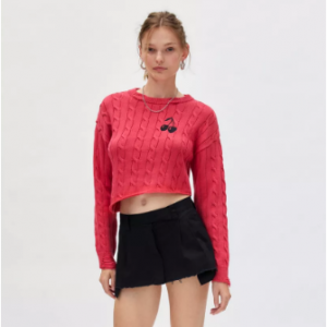 29% Off BDG Emmett Graphic Cable Knit Asymmetric Pullover Sweater @ Urban Outfitters