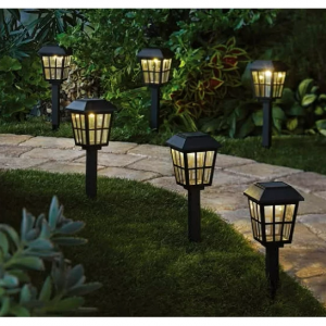 Mainstays Solar Powered Black Square Design LED Path Light, 5 Lumens (6 Count) @ Walmart