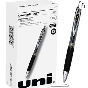 Amazon - uni-ball® 207™ 三菱黑色中性筆 12支 ，2.3折