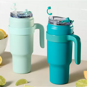 39% off Primula Set of (2) 40-oz Tumblers w/ Handles and Straw Covers @QVC