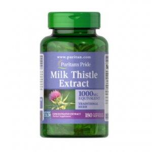 Puritan's Pride Milk Thistle 1000 mg 4:1 Extract (Silymarin)180 Softgels