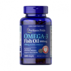 Puritan's Pride Omega-3 魚油軟膠囊 1000 mg (300 mg 活性 Omega-3) 100 粒